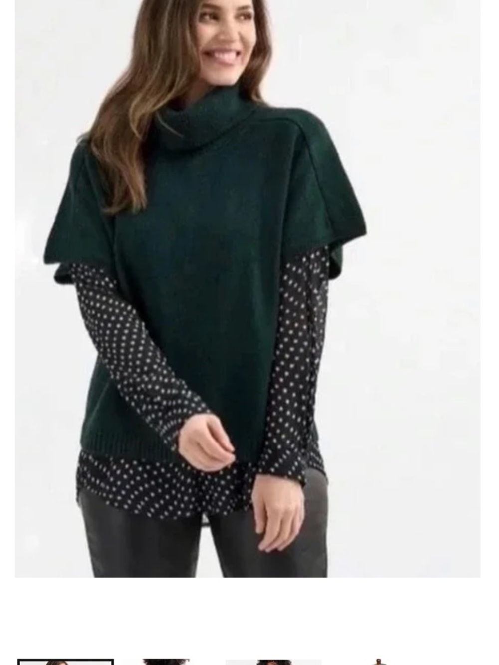 CAbi Takeout Turtle-neck in Forest Green Style #4652 - Picture 2 of 3
